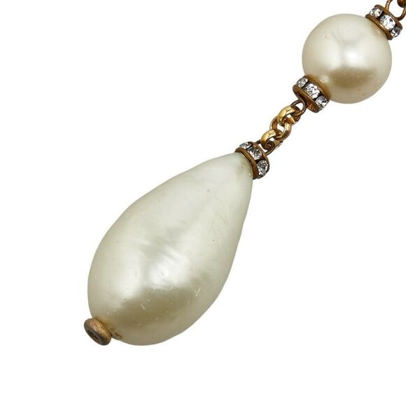 Chanel Pearl Rhinestone Chain Necklace Gold - Picture 4 of 6